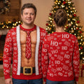 Santa Fake Abs Hairy 3D Sweatshirt, Funny Santa Claus Ho Ho Ho Ugly Christmas Sweatshirt, Gag Gift for Husband, Cute 3D Holiday Sweater