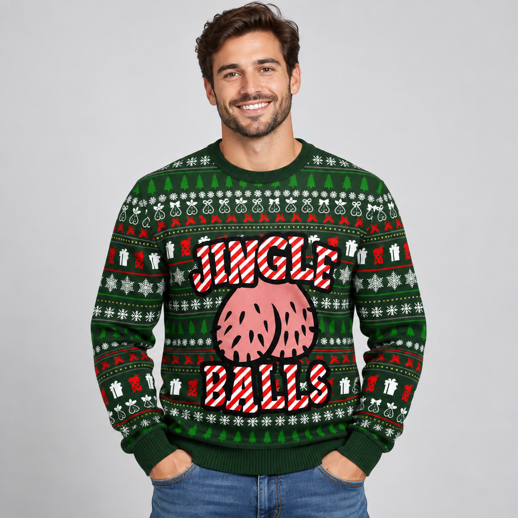 Jingle Balls Funny Christmas Sweater, Christmas Sweater Dirty Ugly Sweater, Cockmas Holiday Sweater,Merry Cockmas Sweatshirt