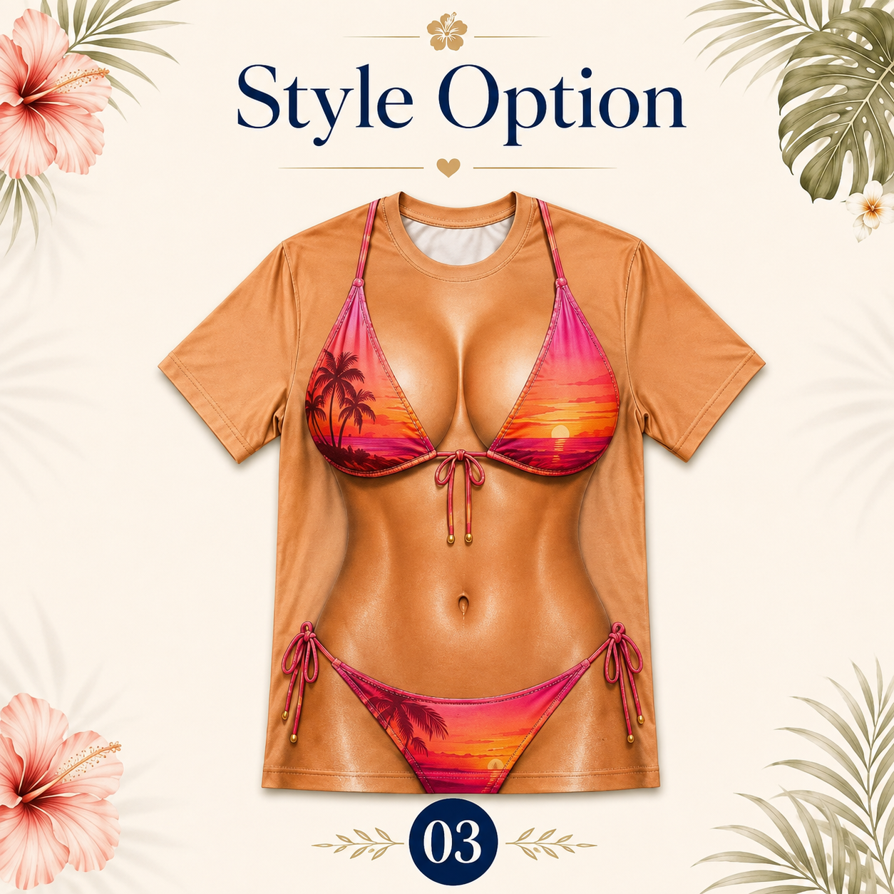 Custom Funny Patriotic T Shirt for Women, Faux Bikini Illusion Tee