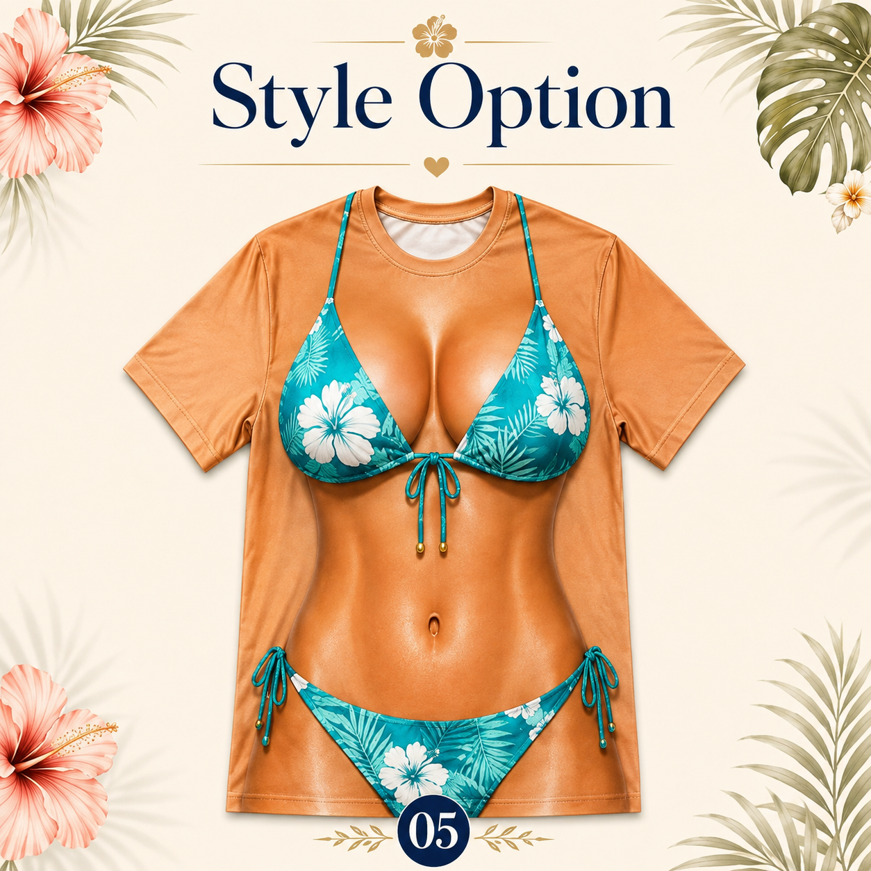 Custom Funny Patriotic T Shirt for Women, Faux Bikini Illusion Tee