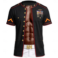 Men 3D Muscle Print Button Up Shirt Blue Short Sleeve Casual Shirt