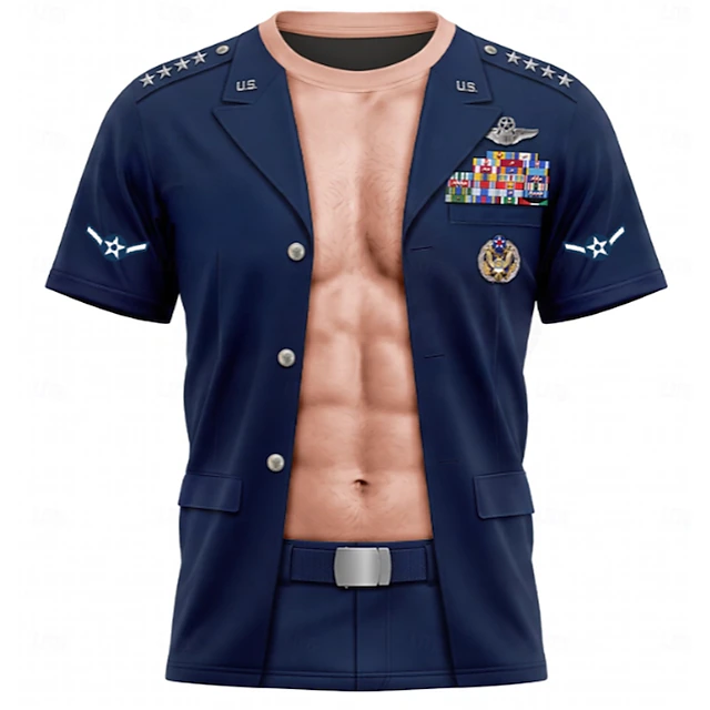 Men 3D Muscle Print Button Up Shirt Green Short Sleeve Casual Shirt