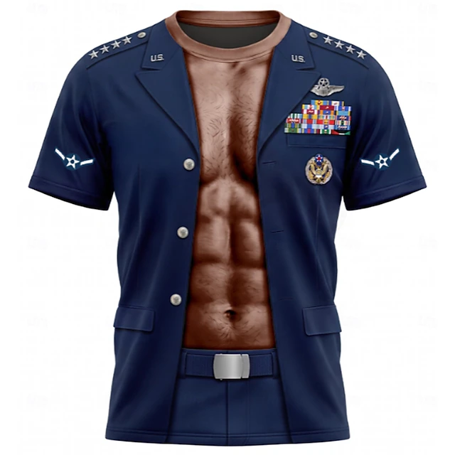 Men 3D Muscle Print Button Up Shirt Green Short Sleeve Casual Shirt