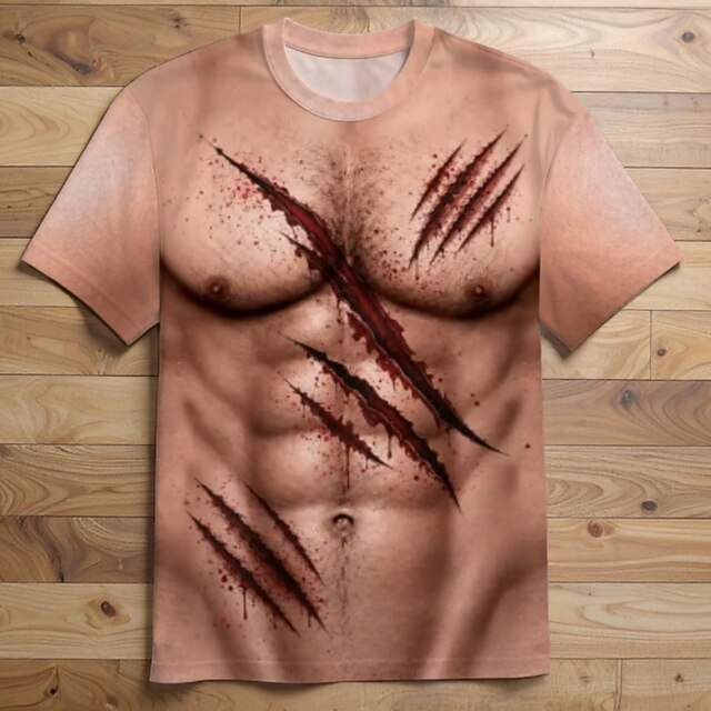 Funny Gifts For Men T-shirt Graphic Tee Leopard Print Halloween T-shirt Sleeve