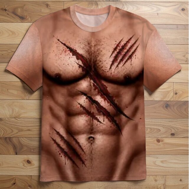Funny Gifts For Men T-shirt Graphic Tee Leopard Print Halloween T-shirt Sleeve