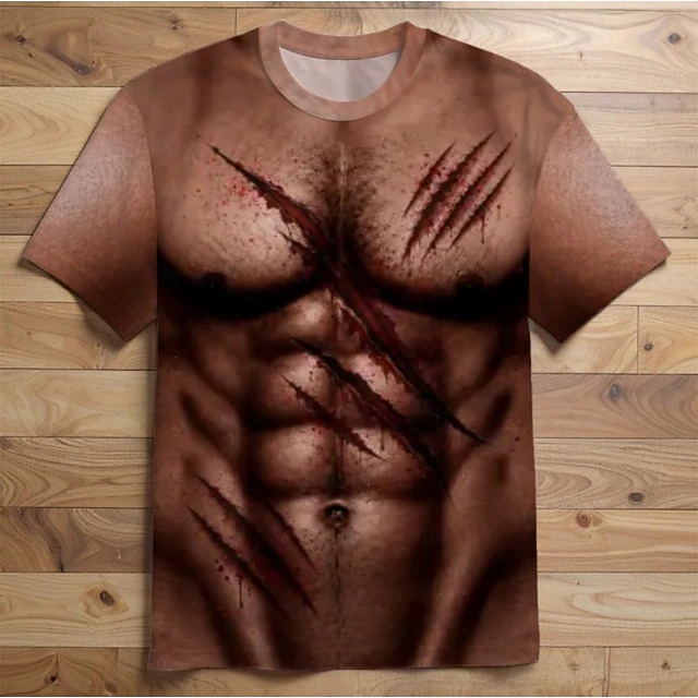 Funny Gifts For Men T-shirt Graphic Tee Leopard Print Halloween T-shirt Sleeve