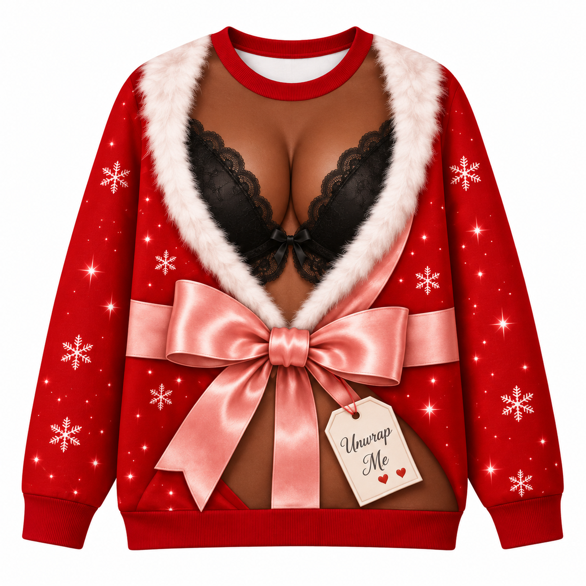 Funny Couple Christmas Fake Body Sweatshirt and Pajama Pants Set, Funny Xmas Set, Santa Gag Shirt, Christmas Party Outfit Women