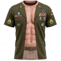 Men 3D Muscle Print Button Up Shirt Black Short Sleeve Casual Shirt