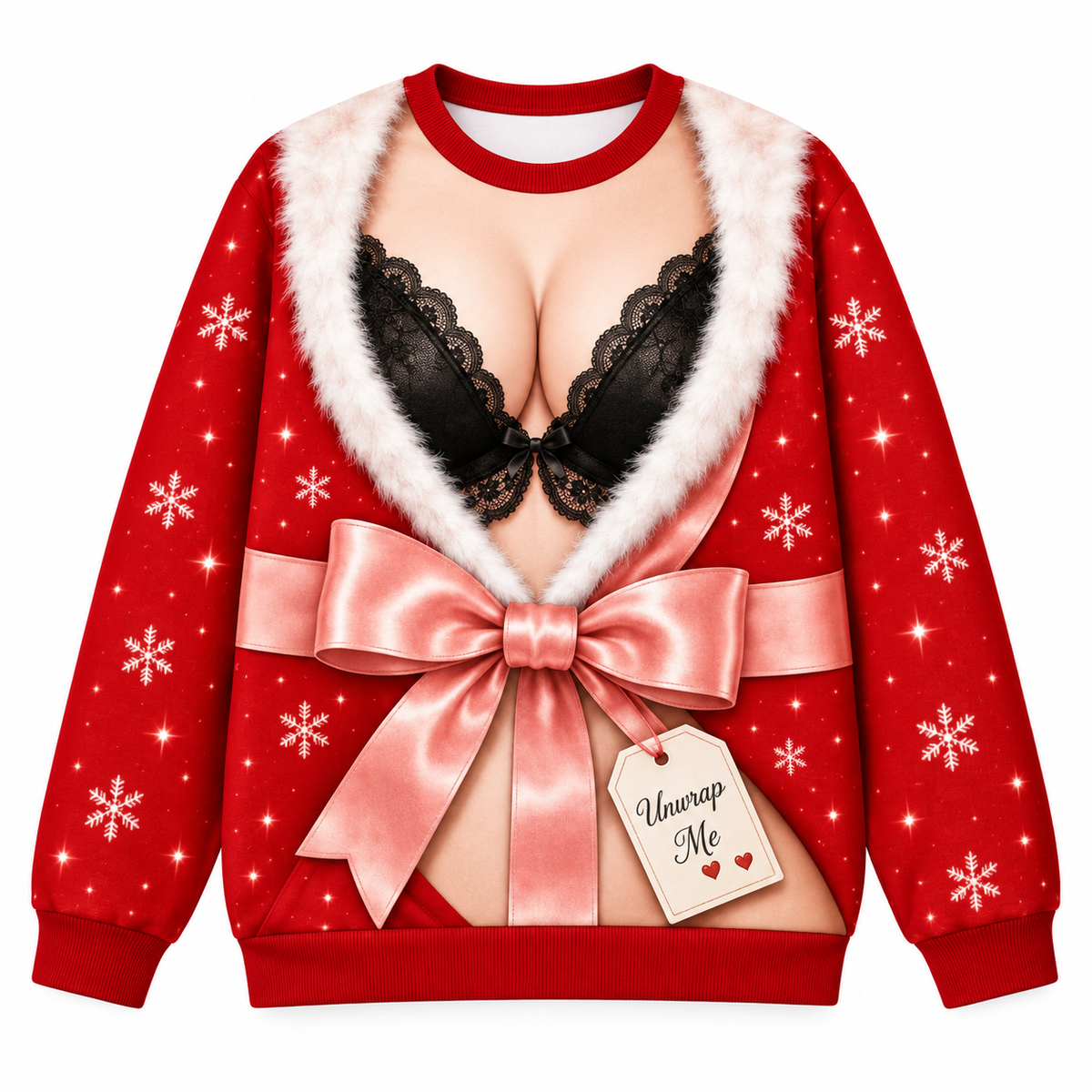 Funny Couple Christmas Fake Body Sweatshirt and Pajama Pants Set, Funny Xmas Set, Santa Gag Shirt, Christmas Party Outfit Women