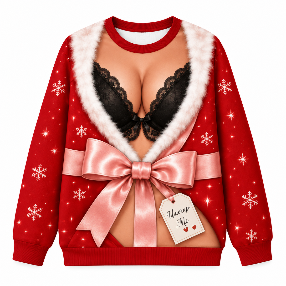 Funny Couple Christmas Fake Body Sweatshirt and Pajama Pants Set, Funny Xmas Set, Santa Gag Shirt, Christmas Party Outfit Women