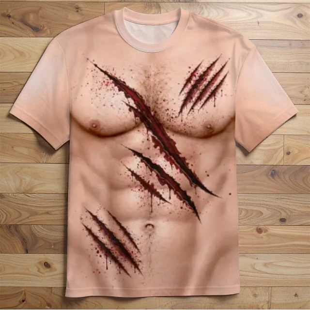 Funny Gifts For Men T-shirt Graphic Tee Leopard Print Halloween T-shirt Sleeve