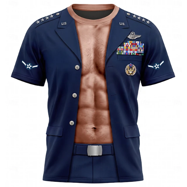 Men 3D Muscle Print Button Up Shirt Green Short Sleeve Casual Shirt