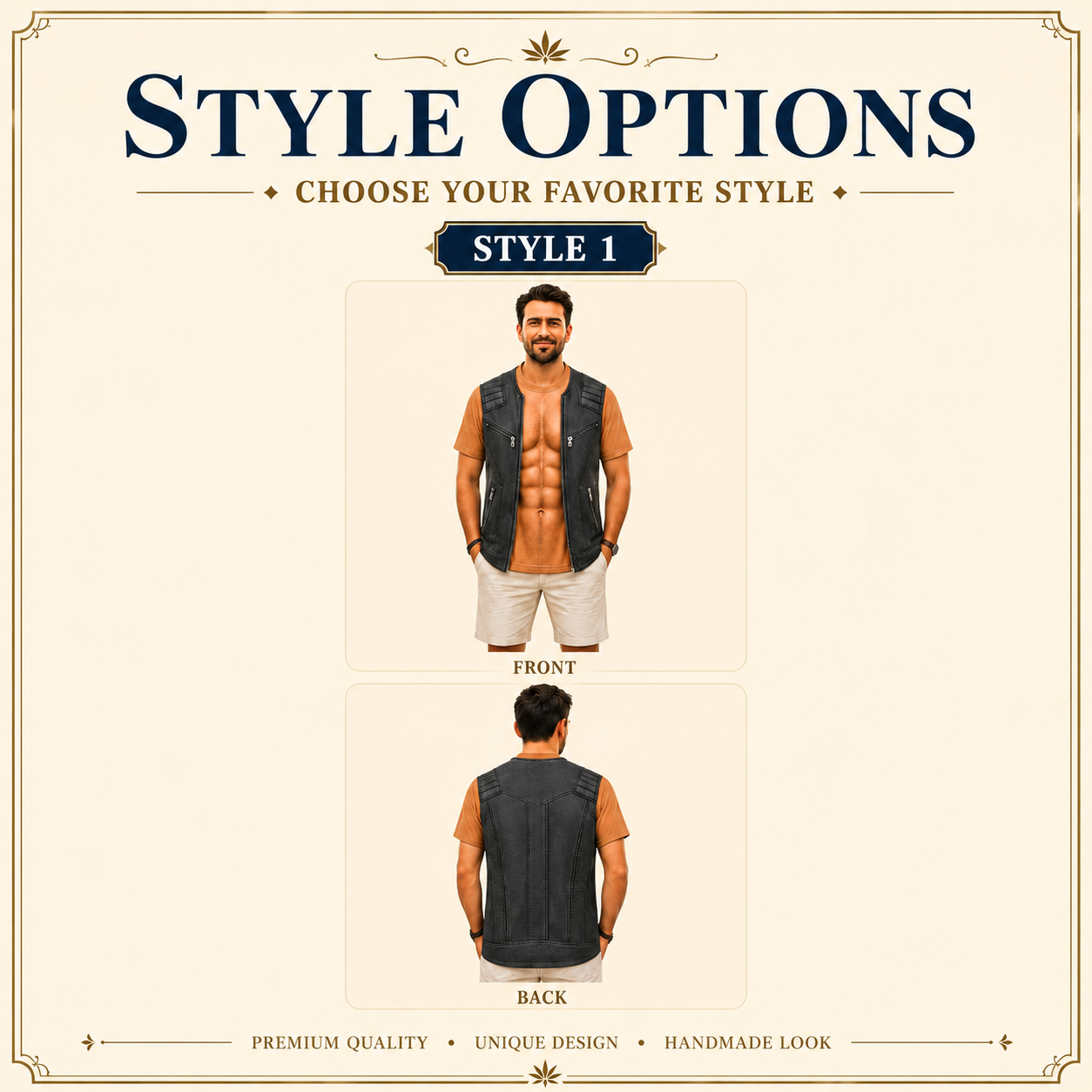 Funny Muscle Print T-shirt, Faux Leather Biker Vest Illusion