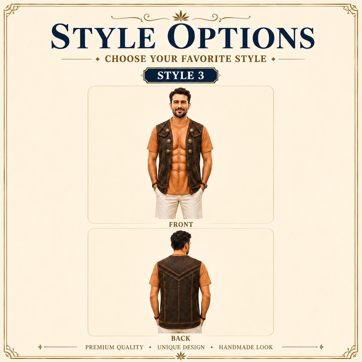 Funny Muscle Print T-shirt, Faux Leather Biker Vest Illusion