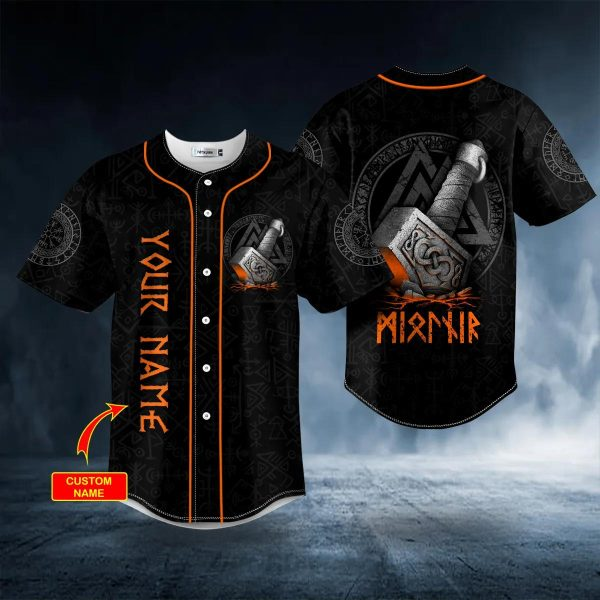 Thor Hammer Tattoo Skull Custom Baseball Jersey – Skull & Viking Graphic Tees _ 3D All Over Print Clothing