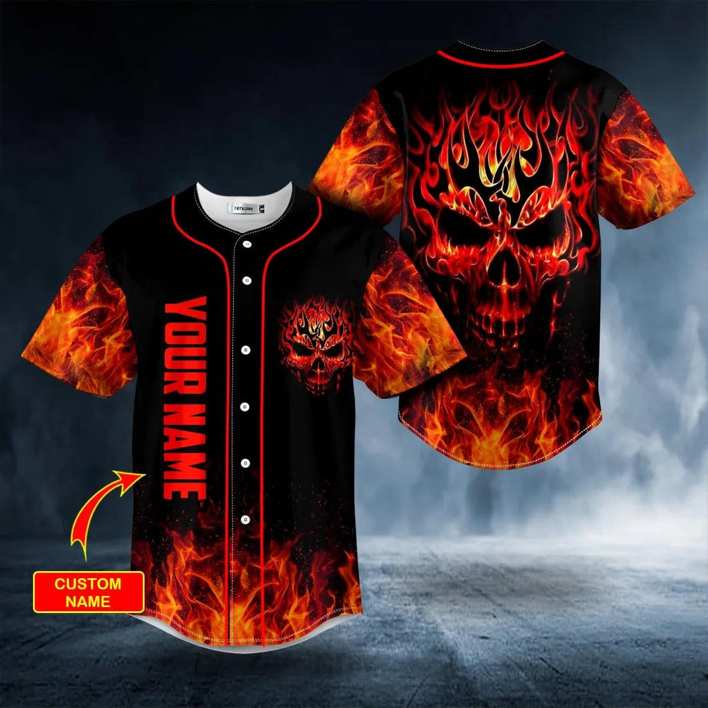 Red Rose Blood Skull Custom Baseball Jersey – Skull & Viking Graphic Tees _ 3D All Over Print Clothing
