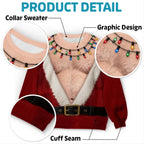 Funny Santa Abs Ugly Sweater, Hairy Chest 3D Print Holiday Party Gift, Chirstmas Gag Gift