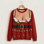 Funny Ugly Christmas Sweater, Naughty Santa Body Sweater, Adult Humor Xmas Sweater, Christmas Party Outfit, Novelty Holiday Sweater