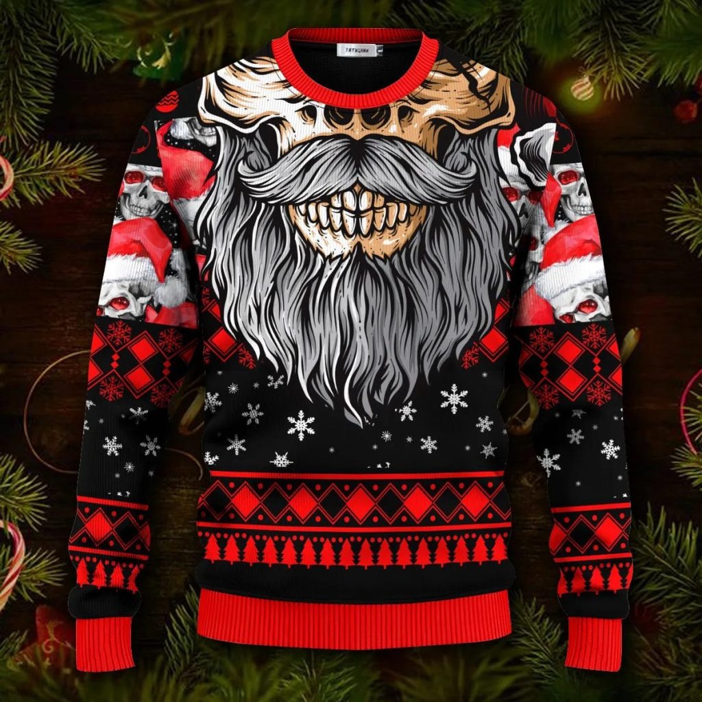 Cool Beard Skull Team Skull Ugly Christmas Sweater – Skull & Viking Graphic Tees