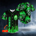 Green Ghost Skull Custom Baseball Jersey, Skull & Viking Graphic Tees 3D All Over Print Clothing