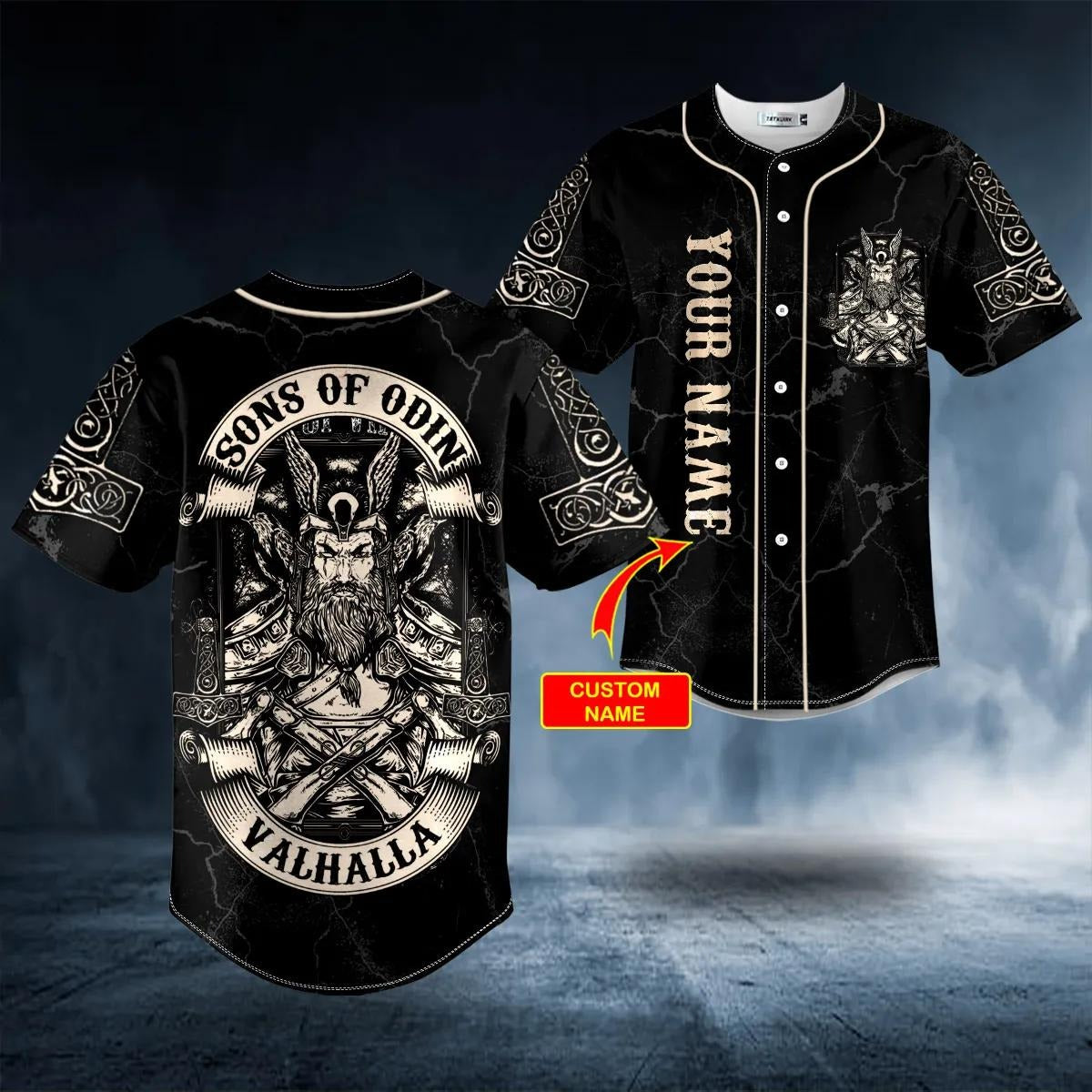Son Of Odin Till Valhalla Viking Custom Baseball Jersey – Skull & Viking Graphic Tees
