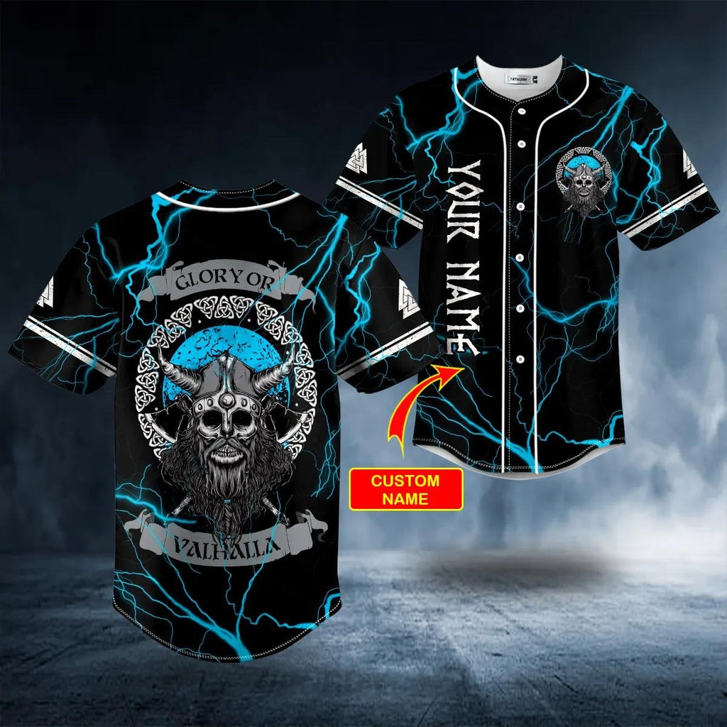 Glory Or Valhalla Viking Custom Baseball Jersey – Skull & Viking Graphic Tees
