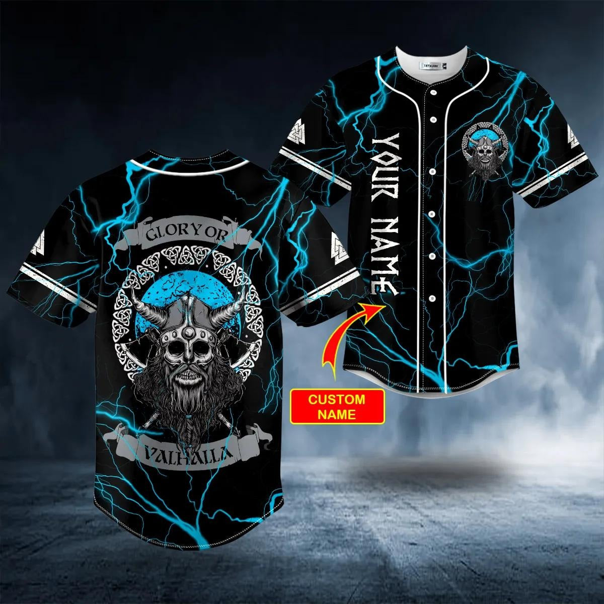 Glory Or Valhalla Viking Custom Baseball Jersey – Skull & Viking Graphic Tees