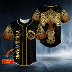 Gold Dragon Swords Viking Tattoo Custom Baseball Jersey – Skull & Viking Graphic Tees