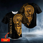 Odin Ragnarok Nordic Viking Yellow Tattoo Custom Baseball Jersey – Skull & Viking Graphic Tees