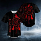 Red Runes Viking Compass Tattoo Custom Baseball Jersey – Skull & Viking Graphic Tees