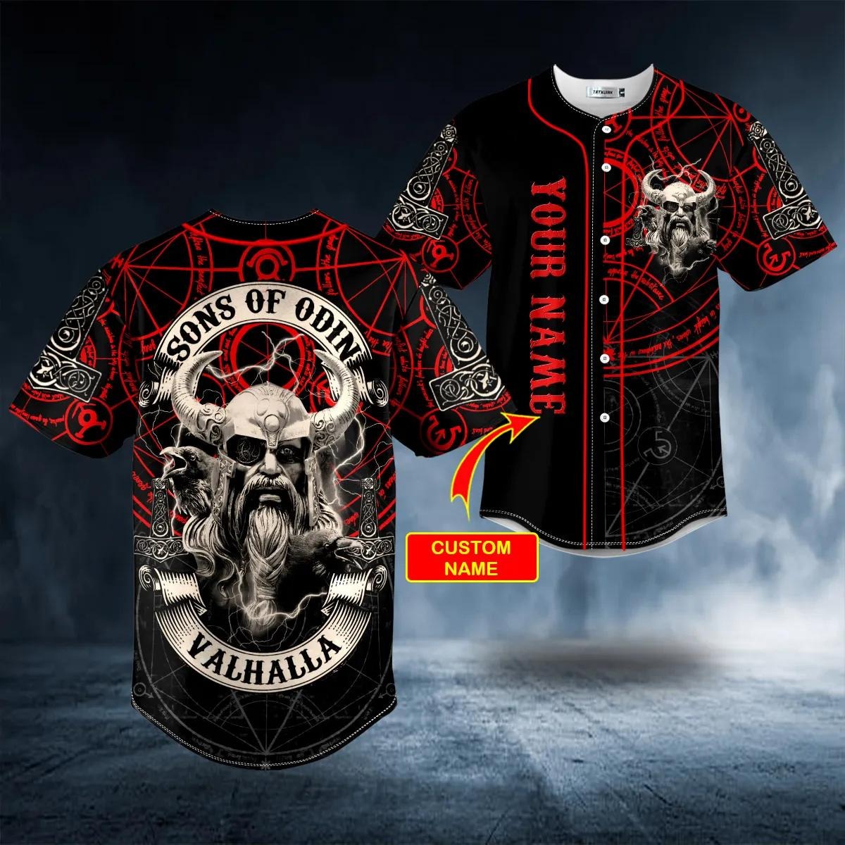 Son of Odin Valhalla Norse Mythology Tattoo Custom Baseball Jersey – Skull & Viking Graphic Tees