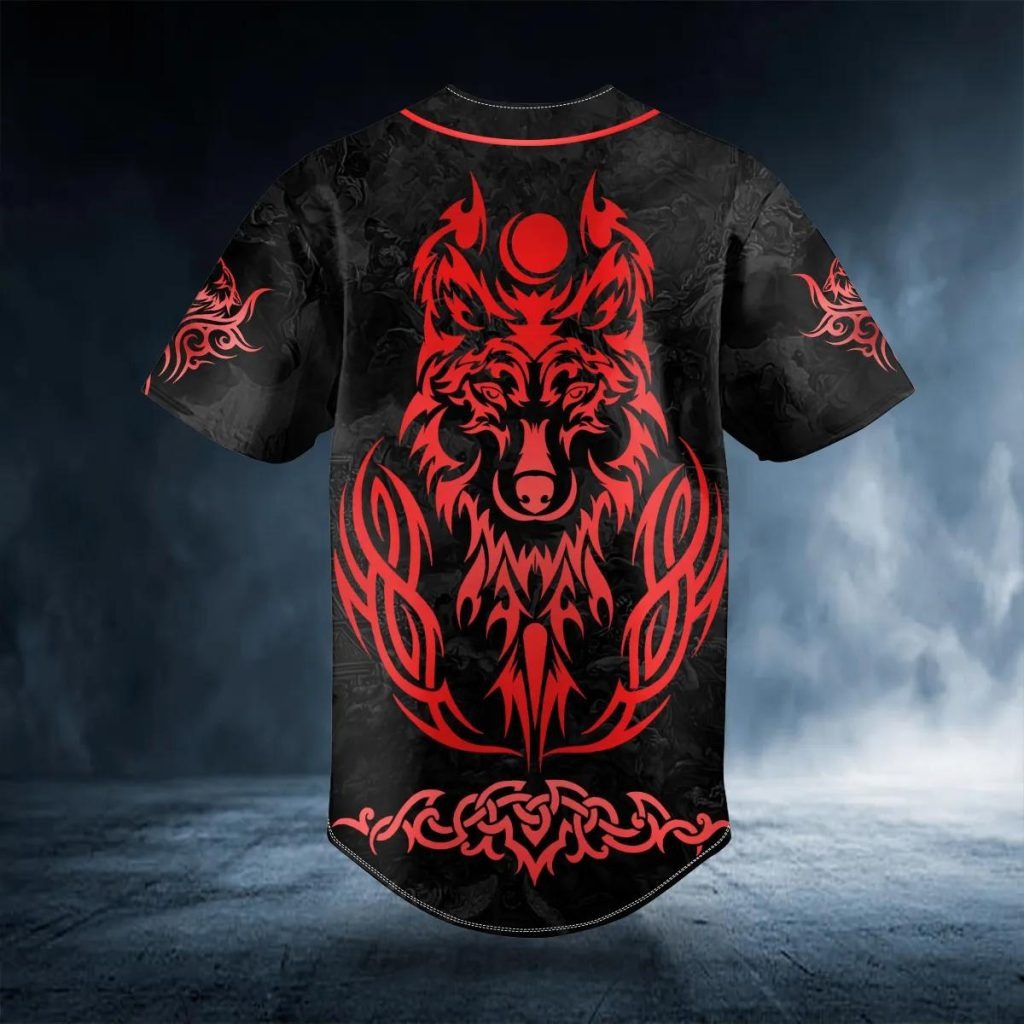 Red Wolf Viking Custom Baseball Jersey – Skull & Viking Graphic Tees