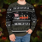 Black Falalalala Valhallala Viking Ships Viking Ugly Christmas Sweater – Skull & Viking Graphic Tees _ 3D All Over Print Clothing