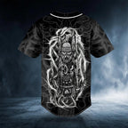 Black White Odin Allfather Viking Tattoo Custom Baseball Jersey – Skull & Viking Graphic Tees _ 3D All Over Print Clothing