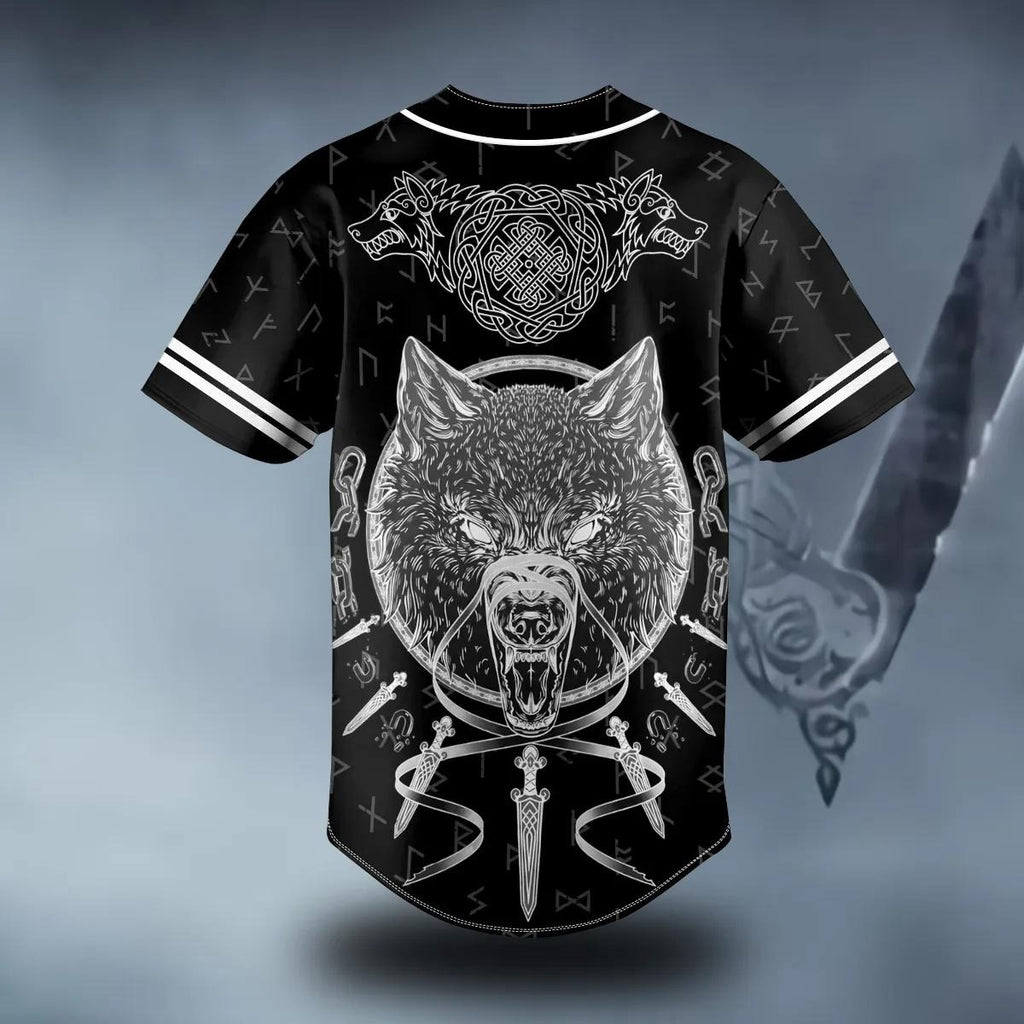 Combat Wolf Viking White Tattoo Custom Baseball Jersey – Skull & Viking Graphic Tees