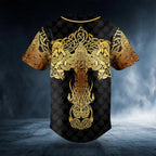 Gold Dragon Swords Viking Tattoo Custom Baseball Jersey – Skull & Viking Graphic Tees