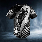 Norse Dragon Viking White Tattoo Custom Baseball Jersey – Skull & Viking Graphic Tees