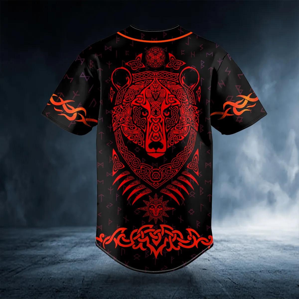 Red Bear Viking Tattoo Custom Baseball Jersey – Skull & Viking Graphic Tees