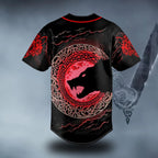 Red Moon Wolf Viking Tattoo Custom Baseball Jersey – Skull & Viking Graphic Tees _ 3D All Over Print Clothing