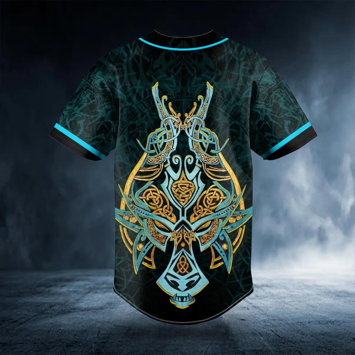 Ulfhednar King Viking Blue Tattoo Custom Baseball Jersey – Skull & Viking Graphic Tees