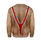 3D Realistic Hairy Chest Sweater, Hairy Chest Suspenders Lights, Funny Christmas Gift for Men