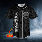 Black White Odin Allfather Viking Tattoo Custom Baseball Jersey – Skull & Viking Graphic Tees _ 3D All Over Print Clothing