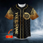Gold Dragon Swords Viking Tattoo Custom Baseball Jersey – Skull & Viking Graphic Tees