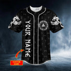Norse Dragon Viking White Tattoo Custom Baseball Jersey – Skull & Viking Graphic Tees