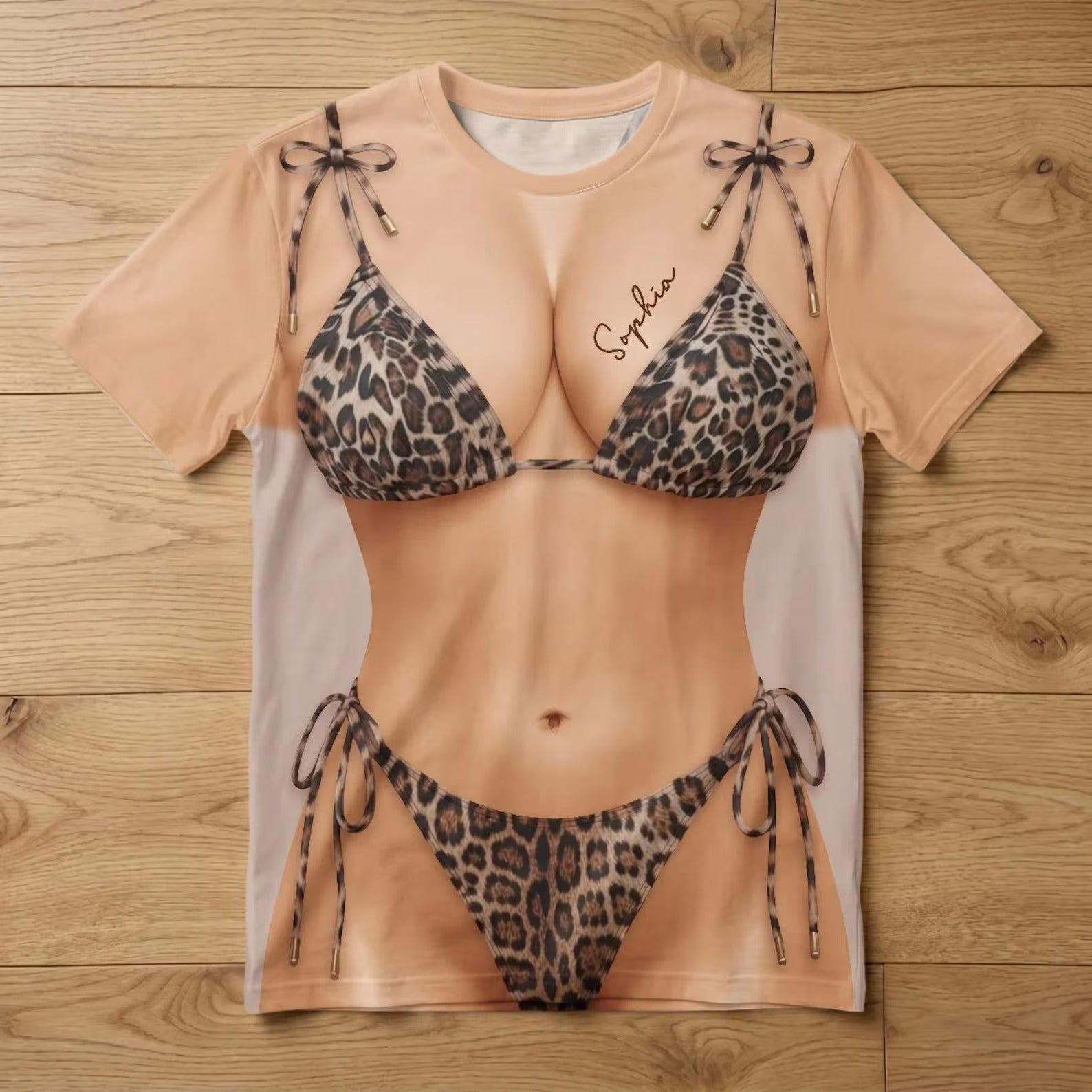 Personalized Summer Beach Vacation Shirt, Custom Photo 3D Bikini All Over Print Polyester Tee