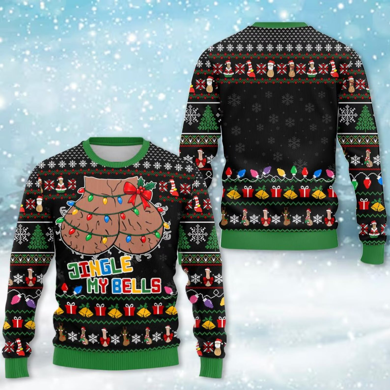 Ingle My Bells Fake Ugly Xmas Sweater for Men Women, Funny Christmas