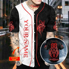 Red Wolf Viking Custom Baseball Jersey – Skull & Viking Graphic Tees