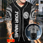 Valknut Viking White Tattoo Custom Baseball Jersey – Skull & Viking Graphic Tees _ 3D All Over Print Clothing