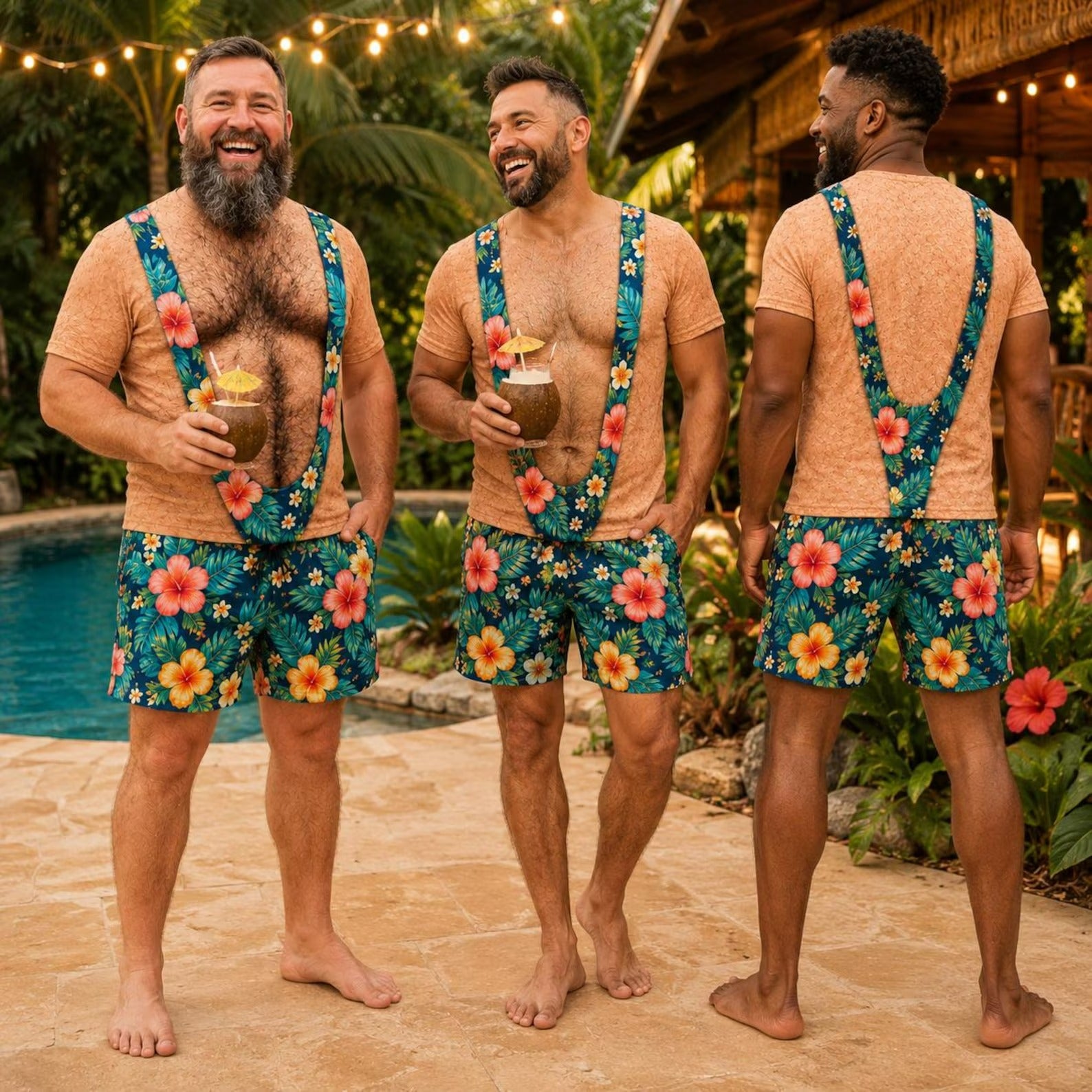 Custom Hairy Chest Shirt, Choose Skin Tone & Pattern, 3D Mankini Illusion Tee With Matching Shorts, Funny Gag Gift for Men