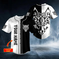 Yinyang Wolf Viking Tattoo Custom Baseball Jersey – Skull & Viking Graphic Tees _ 3D All Over Print Clothing